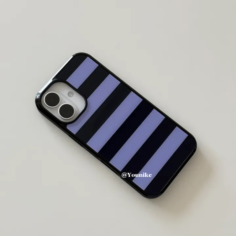 Phone Cases Korean - Koreanische Ins Lila und Schwarz Gestreifte