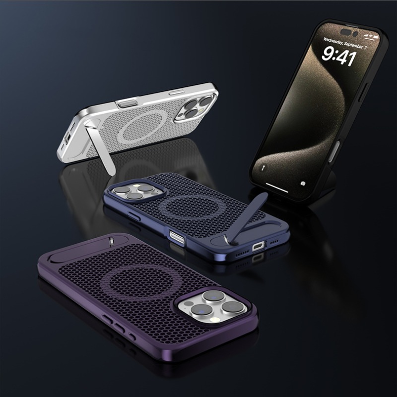Phone Cases With Stand - 3D hohle Wabenkühlung magnetische Handyhülle für