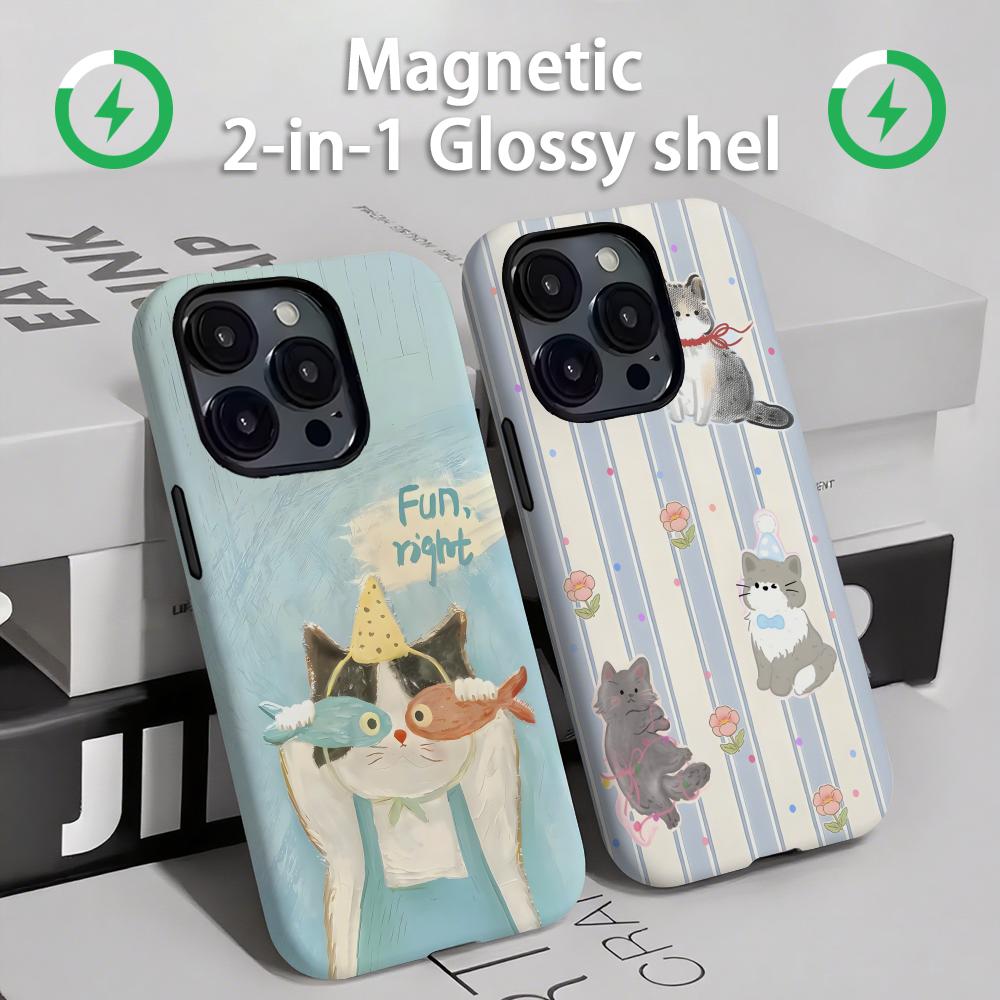 Phone Cases Iphone 12 - Niedliche Katzen und Hunde Handyhülle Magnetisch
