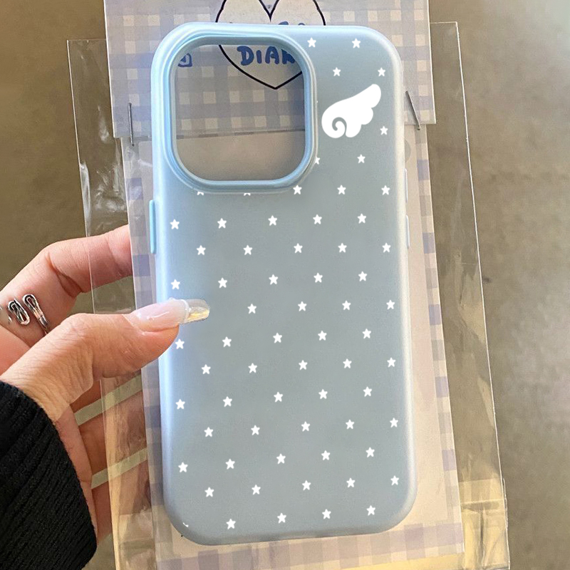 Phone Cases Korean - Koreanische Niedliche Ästhetik Stern-Engelsflügel 2-in-1 Handyhülle