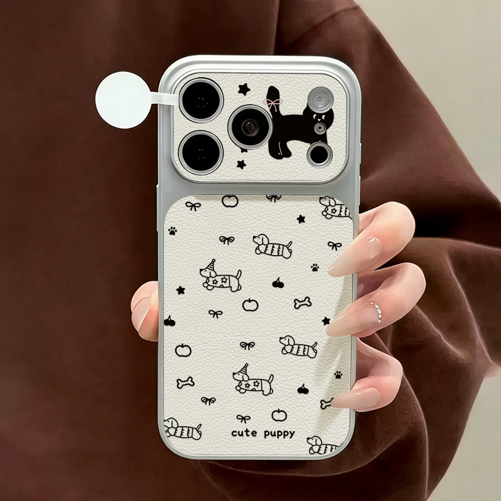 Phone Cases That Cover The Camera - Niedliche Welpen-Leder-Handyhülle für iPhone 17 Pro