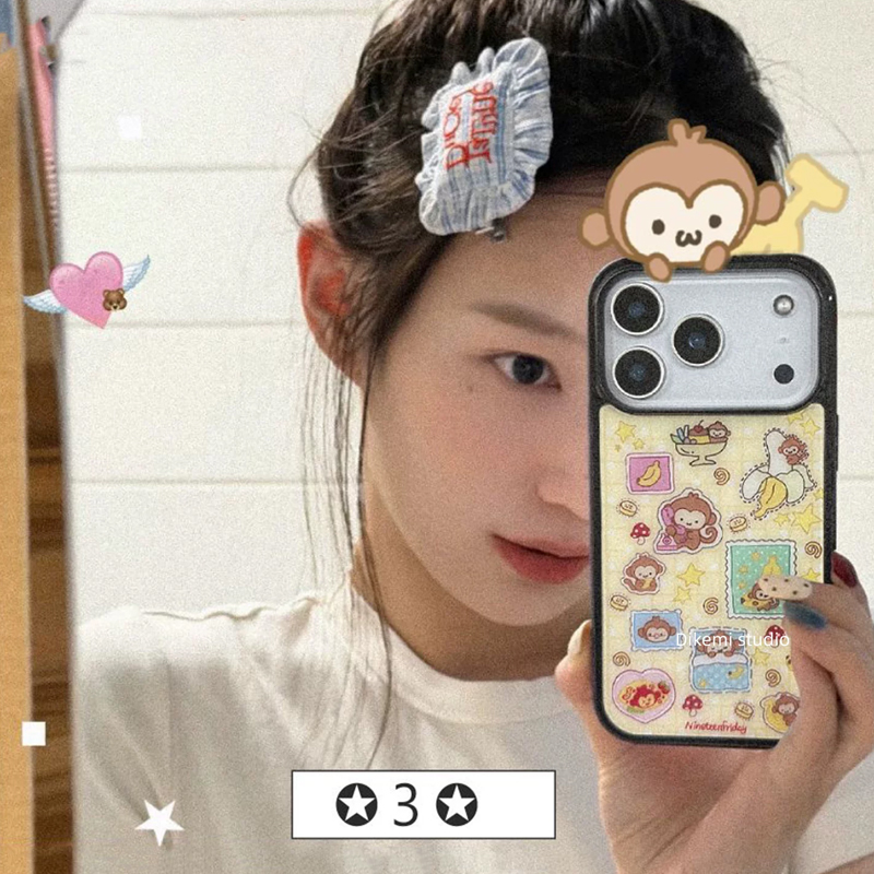 Phone Cases Korean - Koreanische Ins Blau-Gelbe Affen-Bananen-Matte Handyhülle für