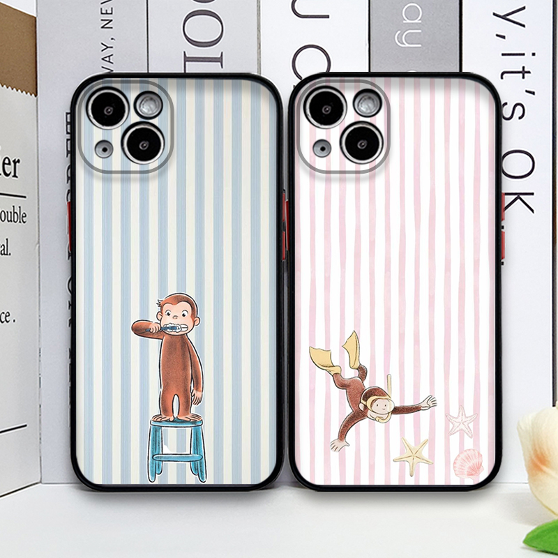 Phone Cases Iphone 12 - Cartoon Gestreifter Affe mit Katze Handyhülle
