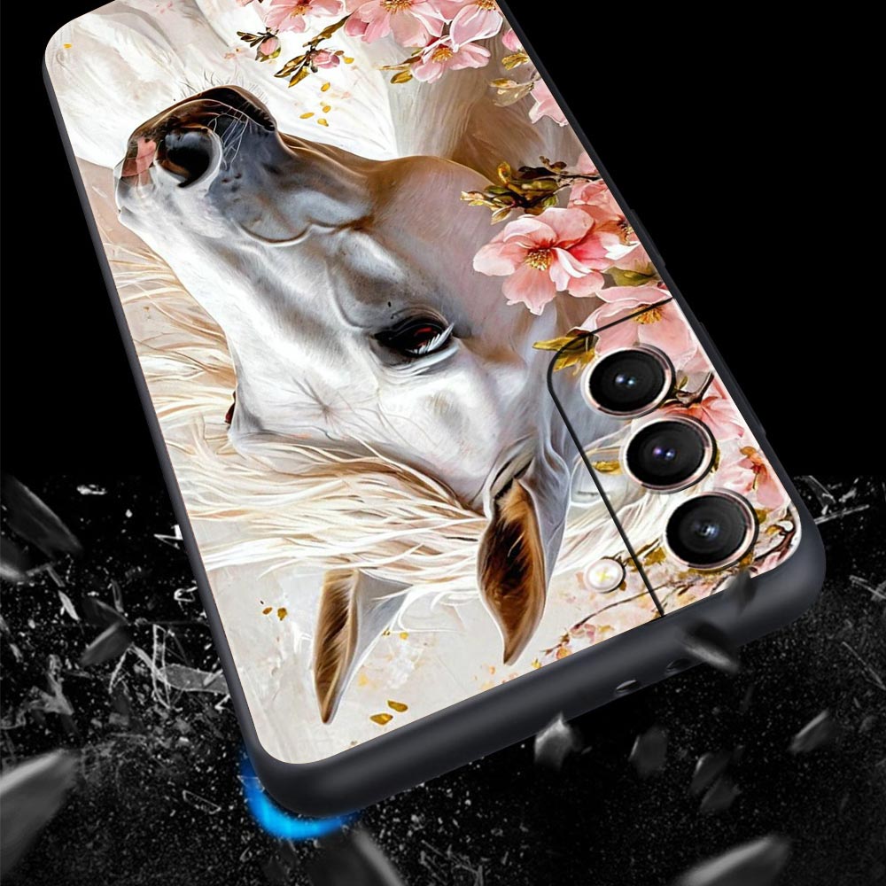 Schwarz-weiße Pferde galoppier – Phone Cases Horse Bewertung und Preis